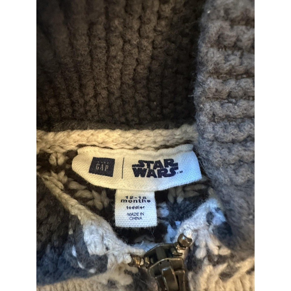 Gap Star Wars Sweater Toddler 12-18 Months Zip Cardigan‎ Vader TIE Fighter - Picture 2 of 5
